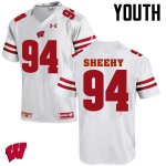 Youth Wisconsin Badgers NCAA #94 Conor Sheehy White Authentic Under Armour Stitched College Football Jersey HG31P52BG